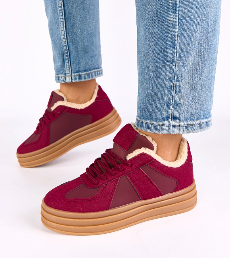 Bordové zateplené tenisky s kožíškem Kelsi