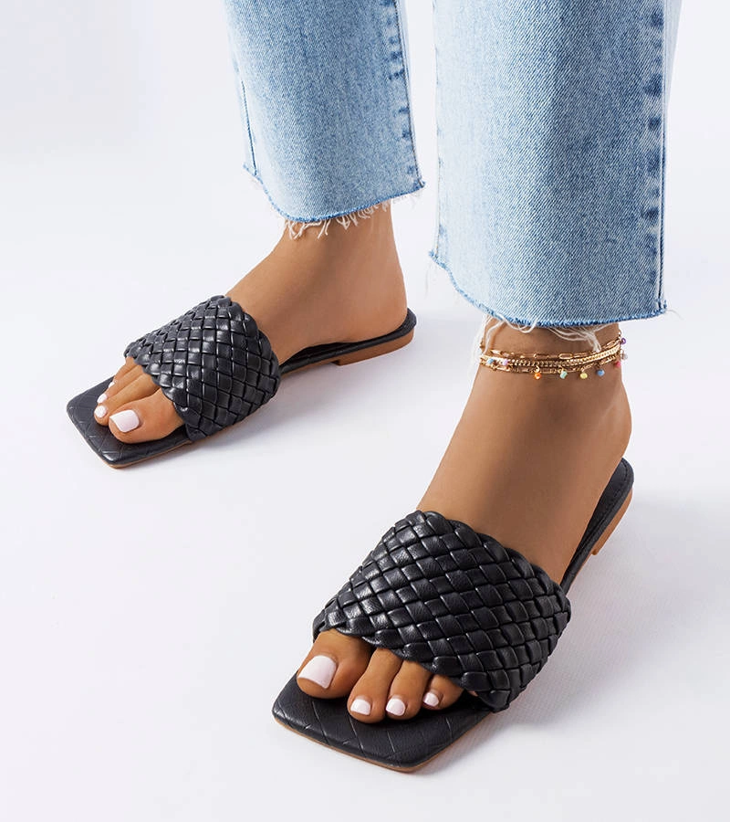 Černé pletené žabky Goldleaf