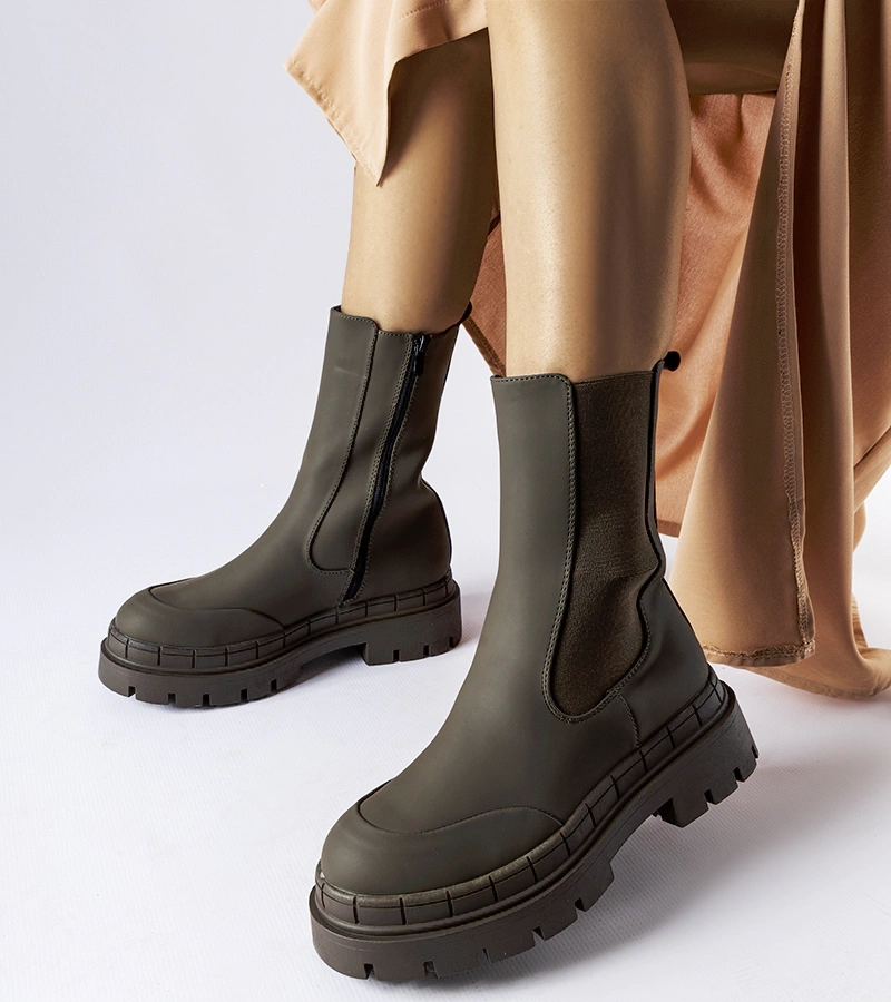 Zelené masivní gumové boty Casal