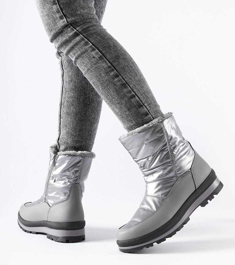 Stříbrné zateplené sněhule s kožešinou Tylertown