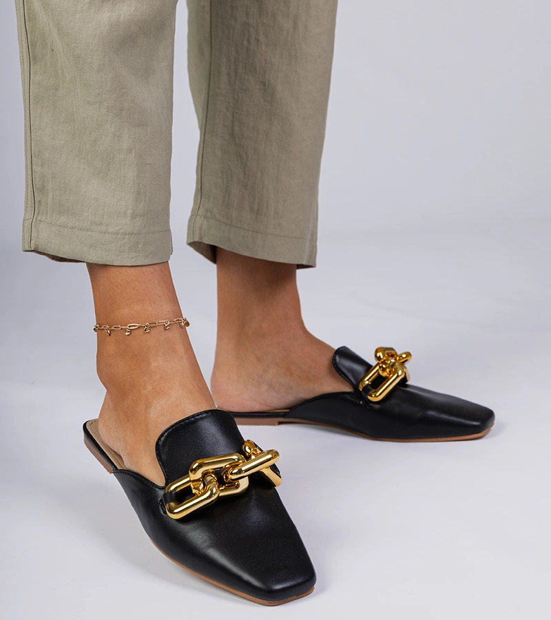 Černé žabky s řetízkem Hickory