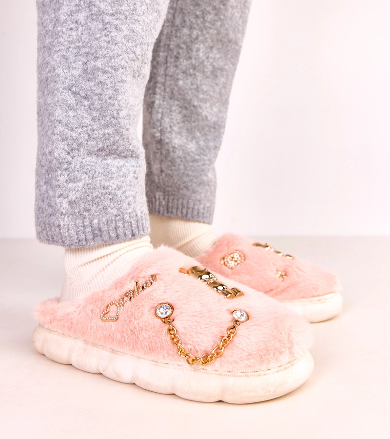 Růžové uzavřené bačkory s ozdobami Tracy