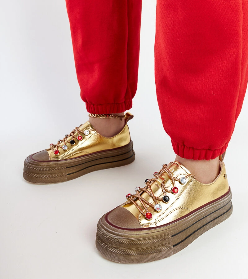 Zlaté tenisky na platformě GOE NN2N4055