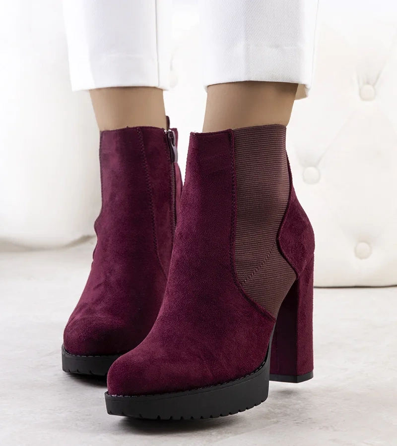 Maroon boty Macie na podpatku