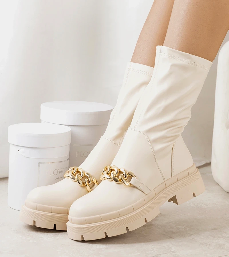 Béžová boty na vysoké podrážce Luisina