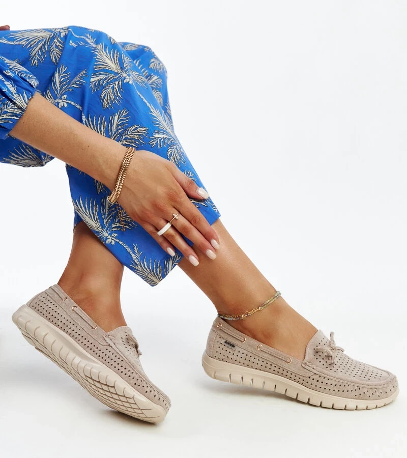 Hnědé mokasíny s koženou vložkou Barika