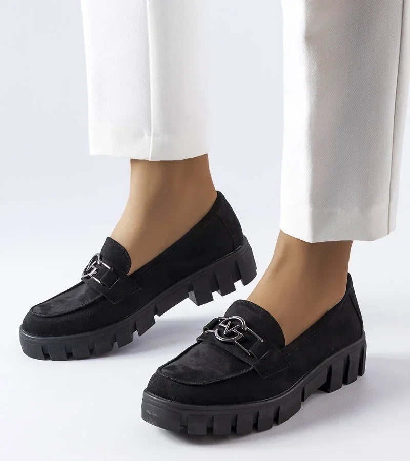 Černé mokasíny z eko semiše Vinceza