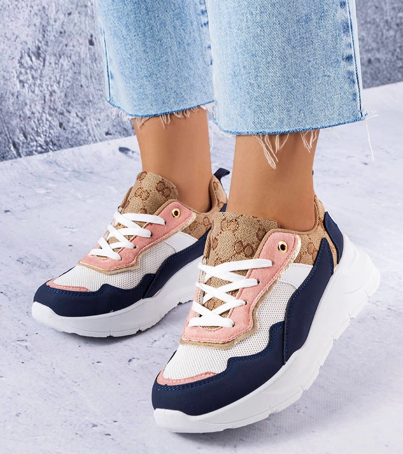 Námořnicky modré tenisky se zlatými vložkami Lebrun