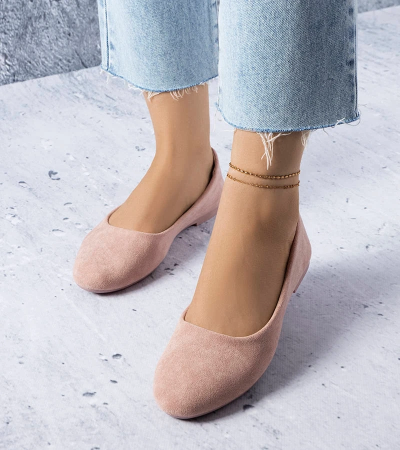 Růžové baleríny s koženou stélkou Lespérance