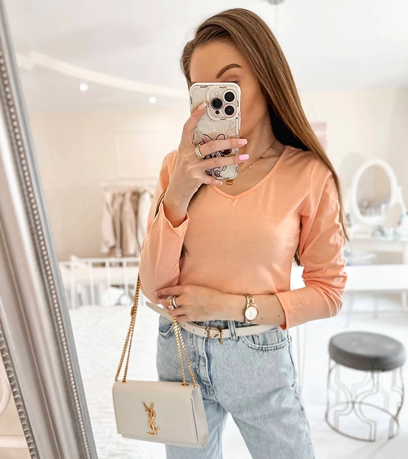 Růžová halenka s dlouhým rukávem Langlais