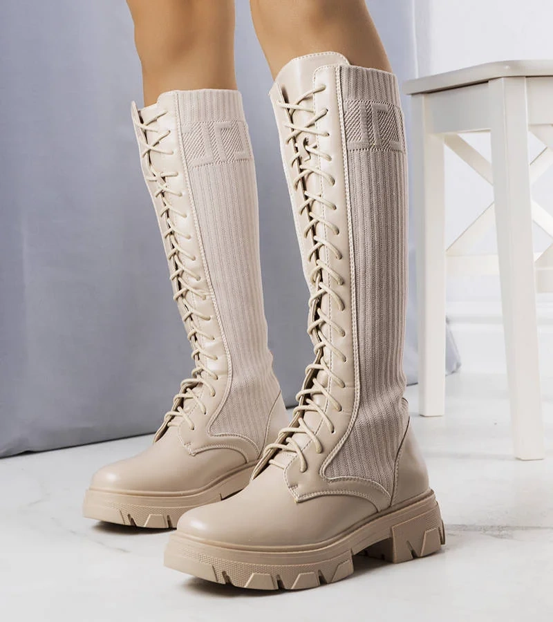 Béžové šněrovací boty Montis