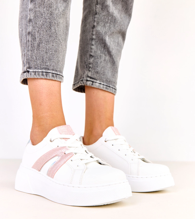 Bílé tenisky na platformě s třpytivým akcentem Jeromi