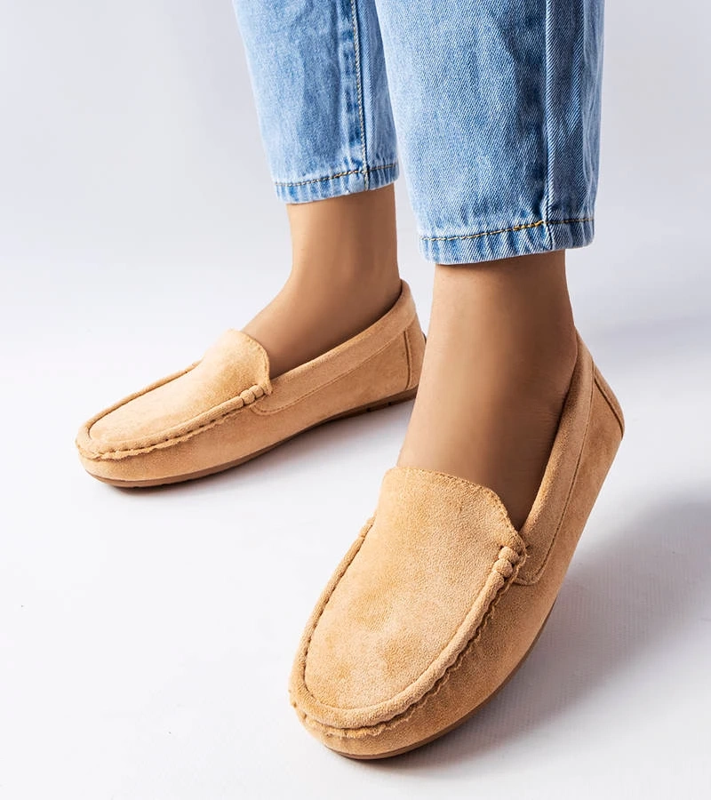 Béžové mokasíny s koženou stélkou Souplet