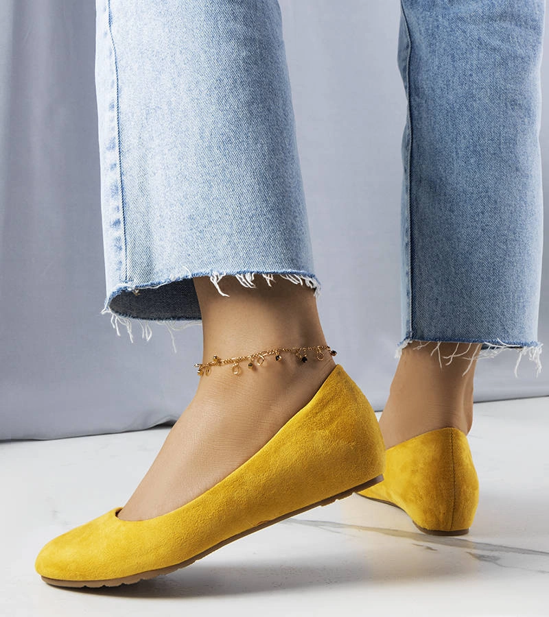 Žluté baleríny Sylvia na nízkém podpatku