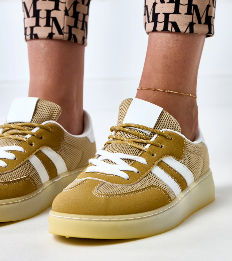 Žluté síťované tenisky s bílou vložkou Weka