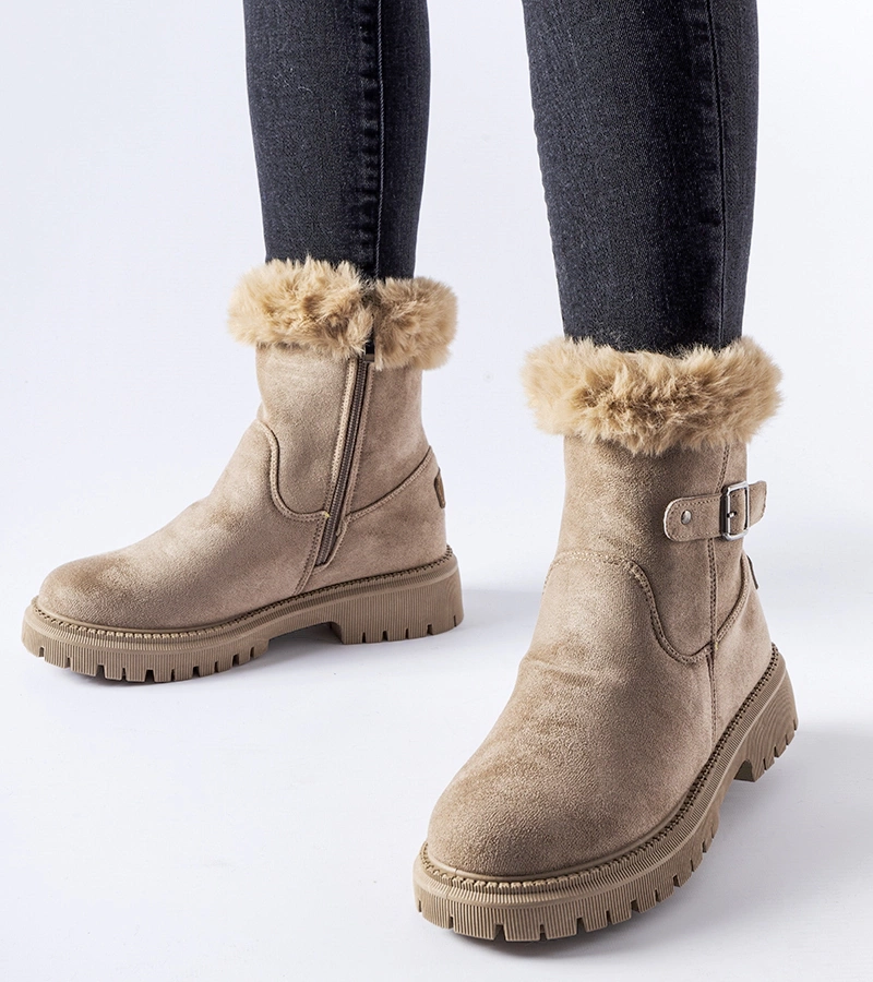 Hnědé zateplené kotníčkové botky s kožešinkou Odetta