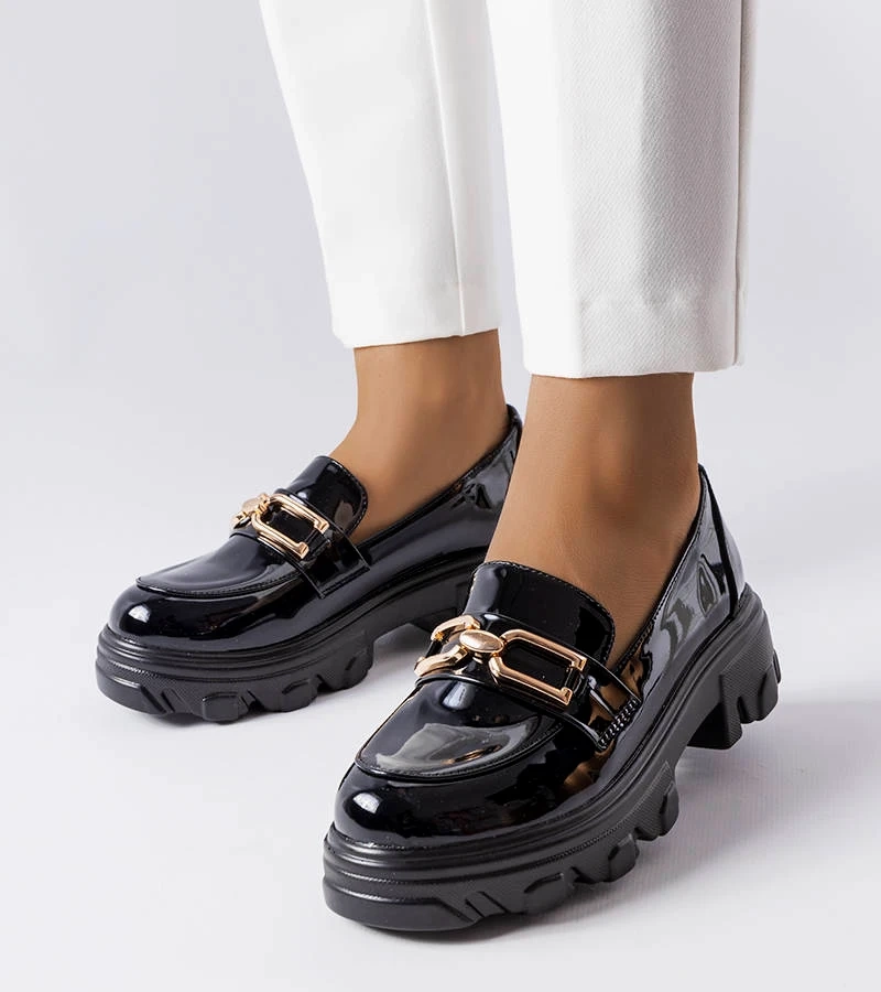 Černě lakované polobotky Lemaître