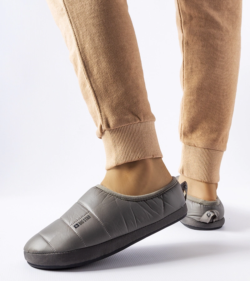 Šedé zateplené zimní pantofle Big Star KK274603