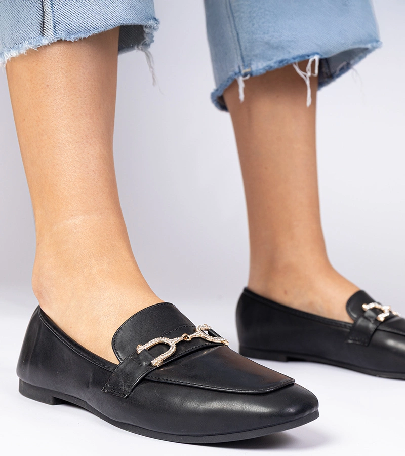 Černé elegantní mokasíny s kamínky Banzao