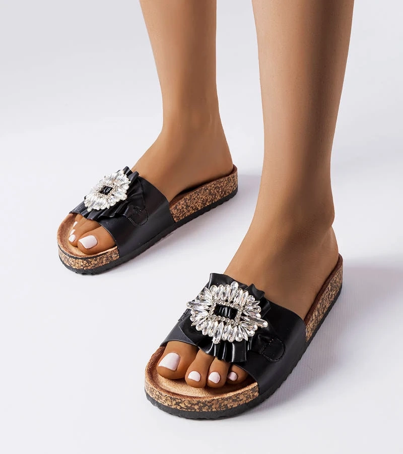 Černé žabky na korkové podrážce Roy