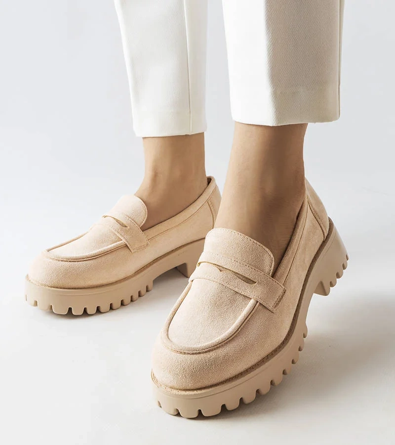 Béžové semišové polobotky Dina