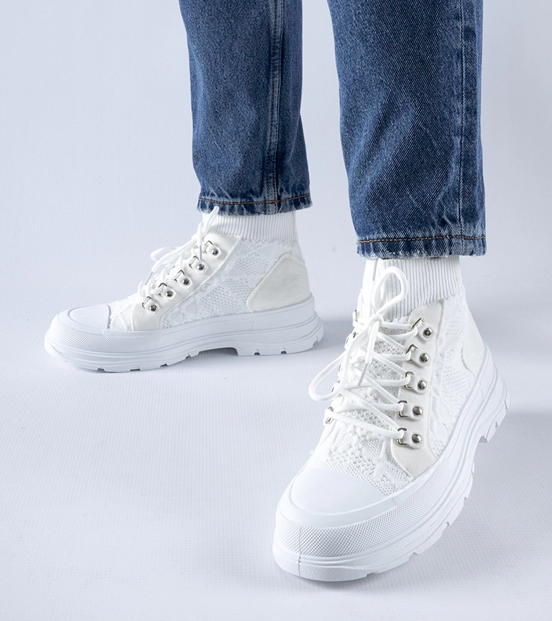 Bílé vysoké textilní tenisky Casalma