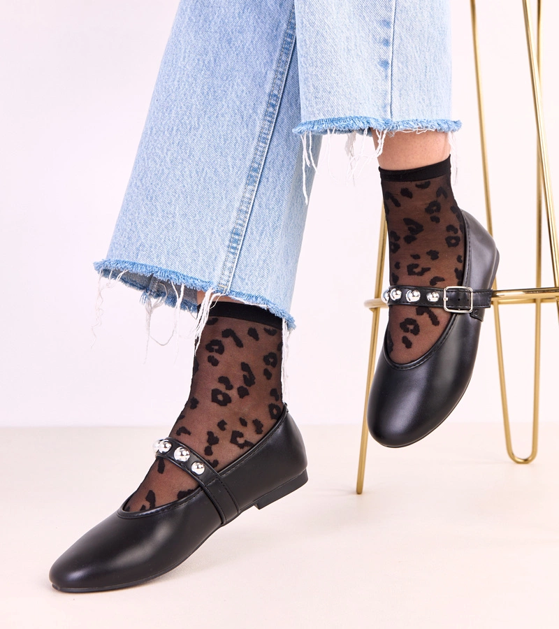 Černé baleríny se zdobenou sponou Faira