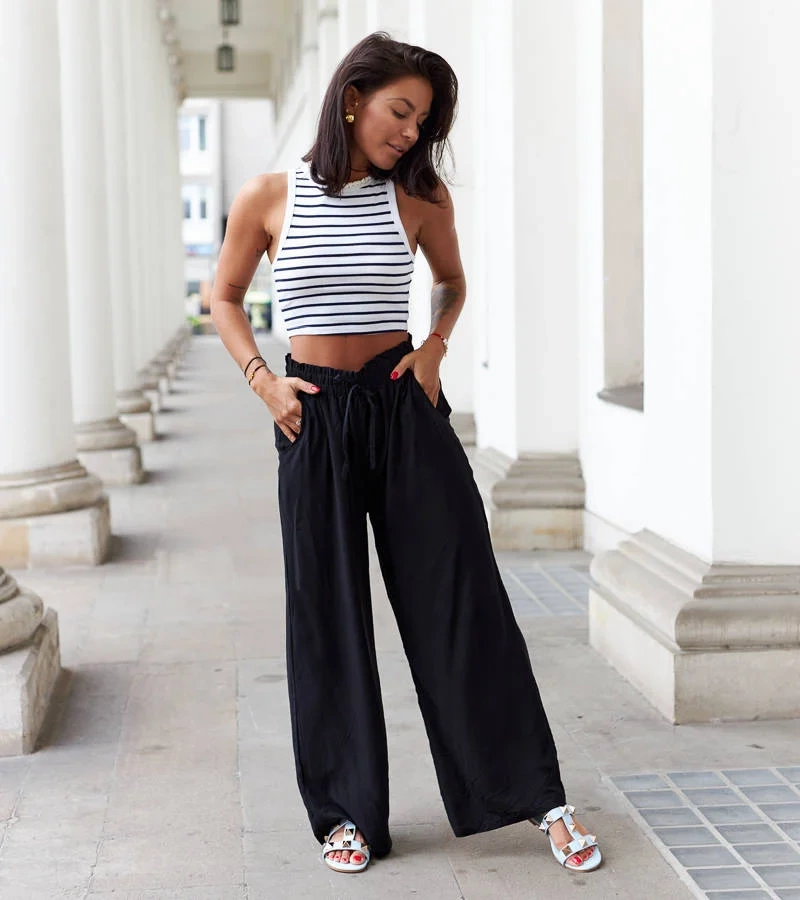 Černé volné kalhoty Pisani