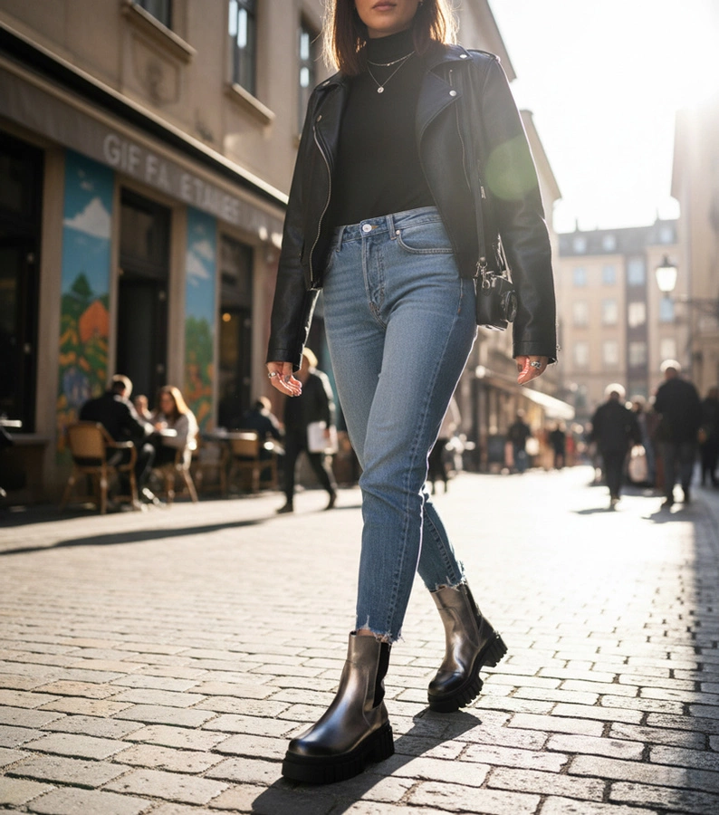 Stříbrné kotníkové boty na platformě s elastickým vsadkem Denya