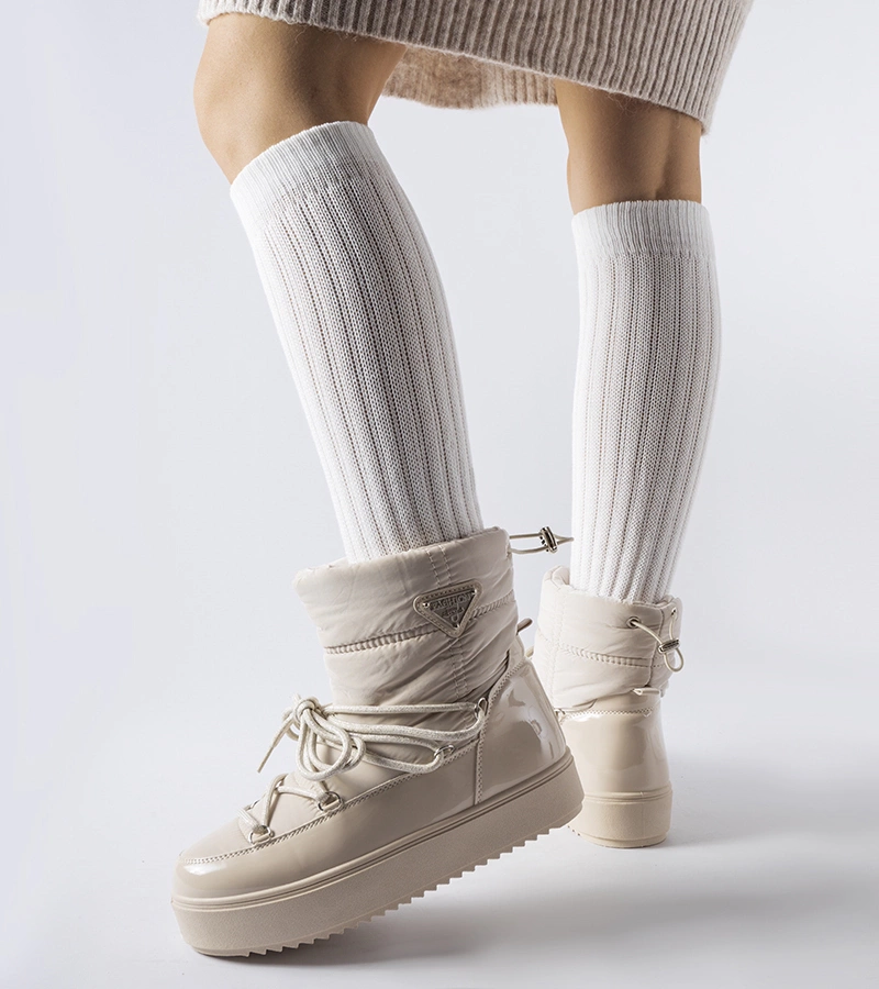 Beige zateplené sněhule s elastickou gumičkou Oslavia