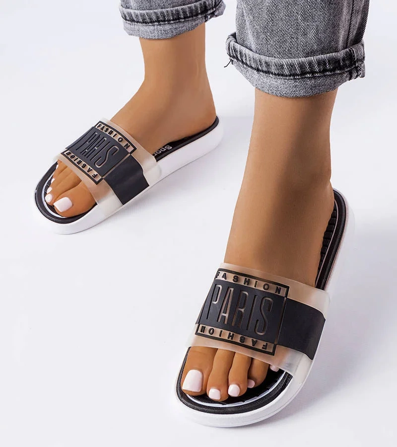 Černé gumové žabky Paris