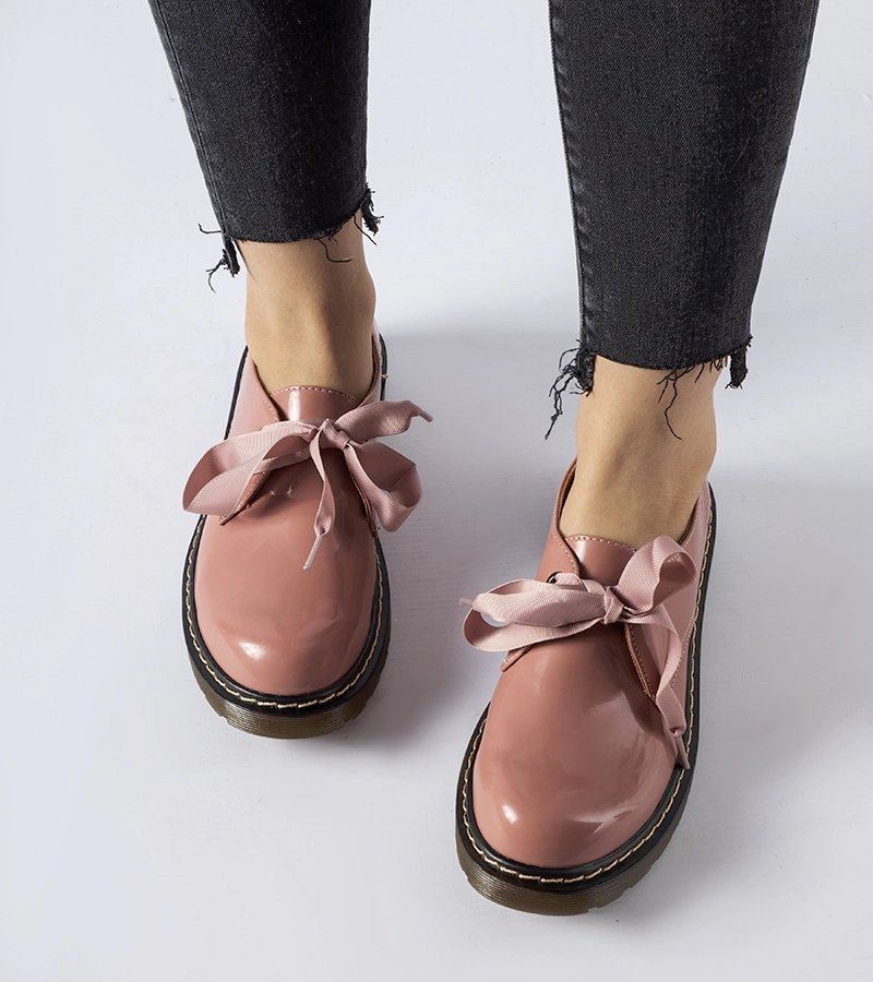 Růžové polobotky s ozdobnou mašlí Rodriguez