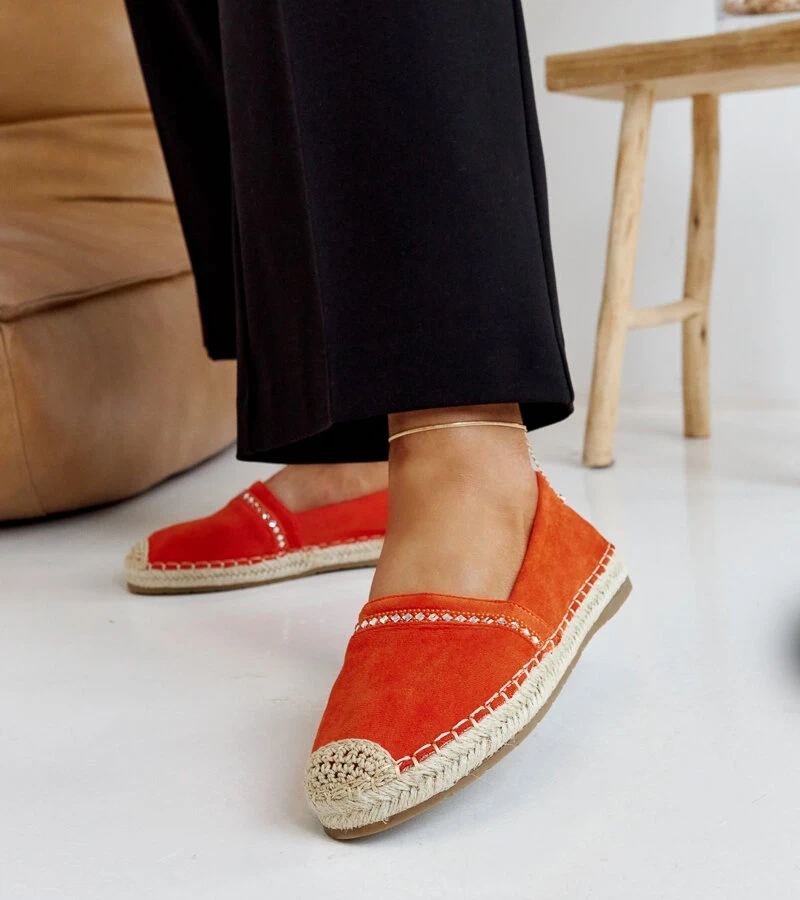 Oranžové espadrilky s kubickými zirkony Abia