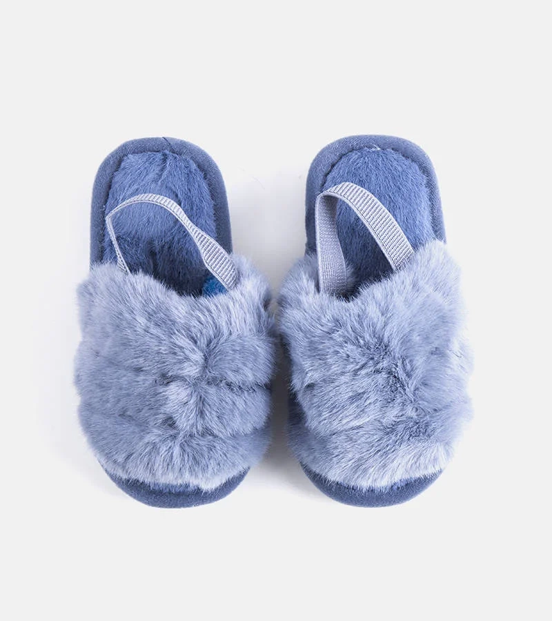 Modré pantofle s gumovou podrážkou Mia