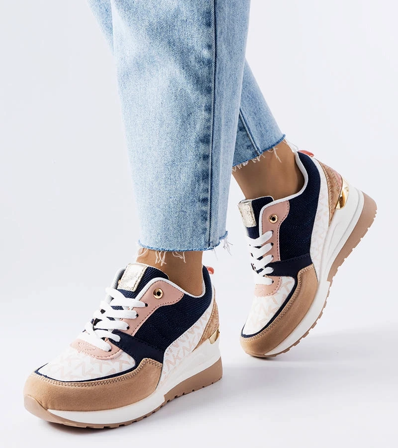 Béžové a tmavě modré tenisky Mireault