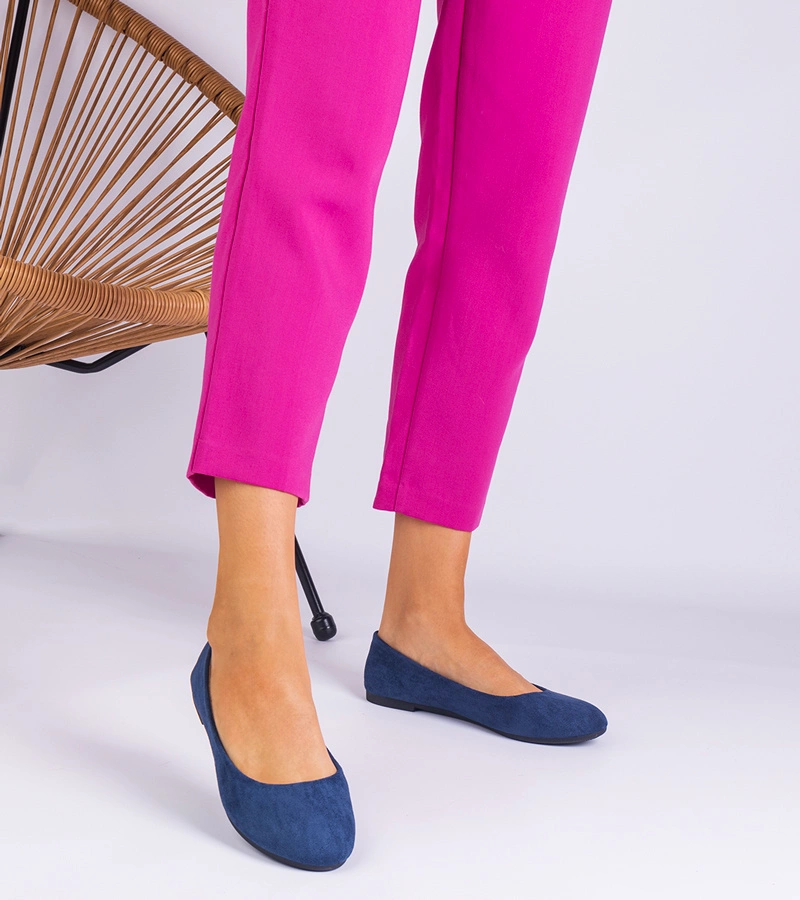 Tmavě modré dámské baleríny s mašlí semišové Ingera