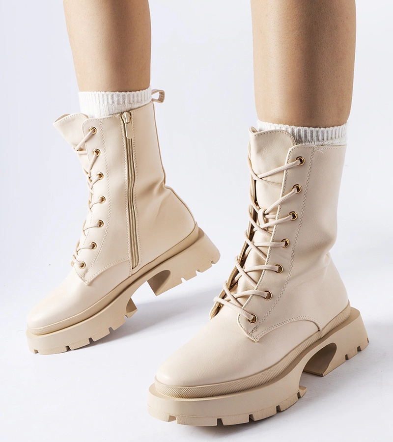 Bežové zateplené šněrovací botky Aeroporto