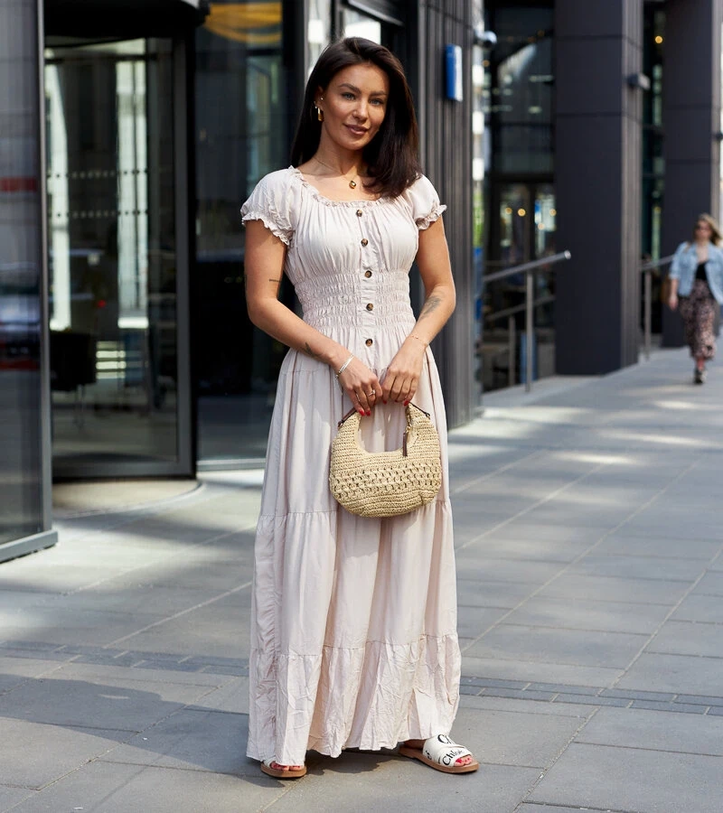 Bežové šaty s řasením Betsi