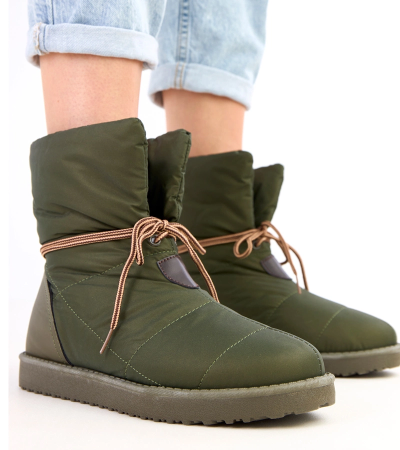 Zelené dámské sněhule s ozdobnou šňůrkou Temira