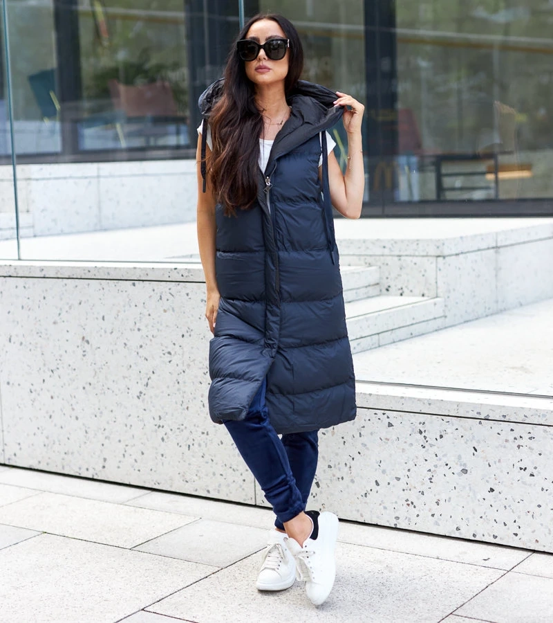 Tmavě modrá a černá oboustranná vesta Sopra