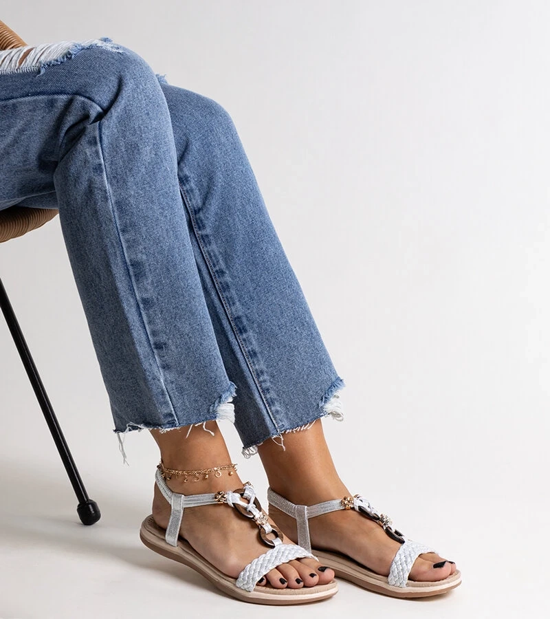 Stříbrné pletené sandálky Izodora