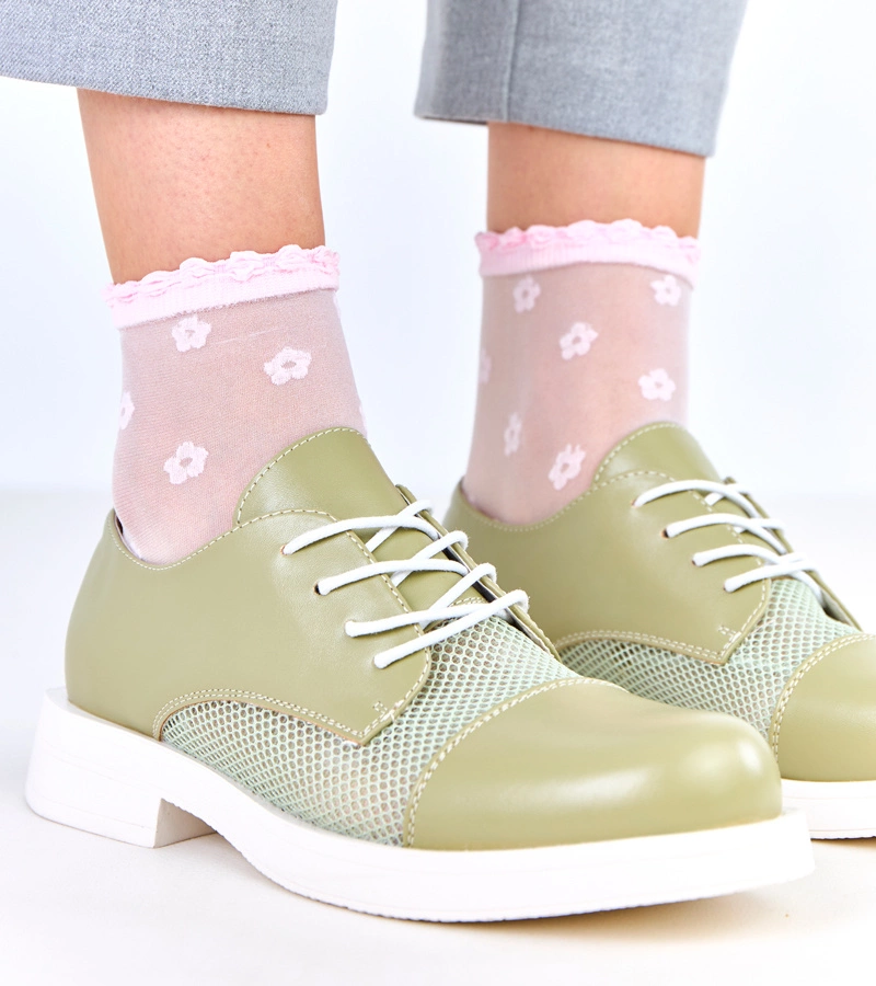 Zelené dámské polobotky s síťkou na svršku Moris