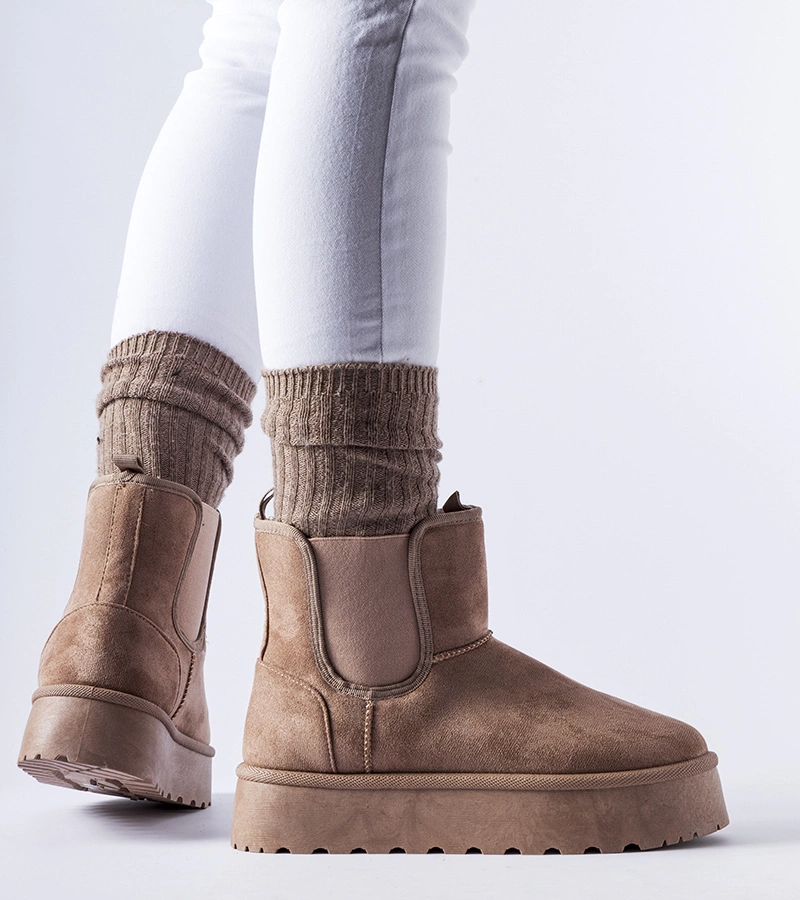 Hnědé sněhule se gumami po stranách Bertino