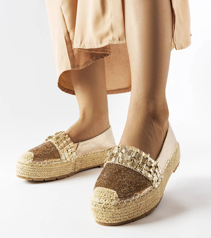 Zlaté espadrilky se zirkony Lauro
