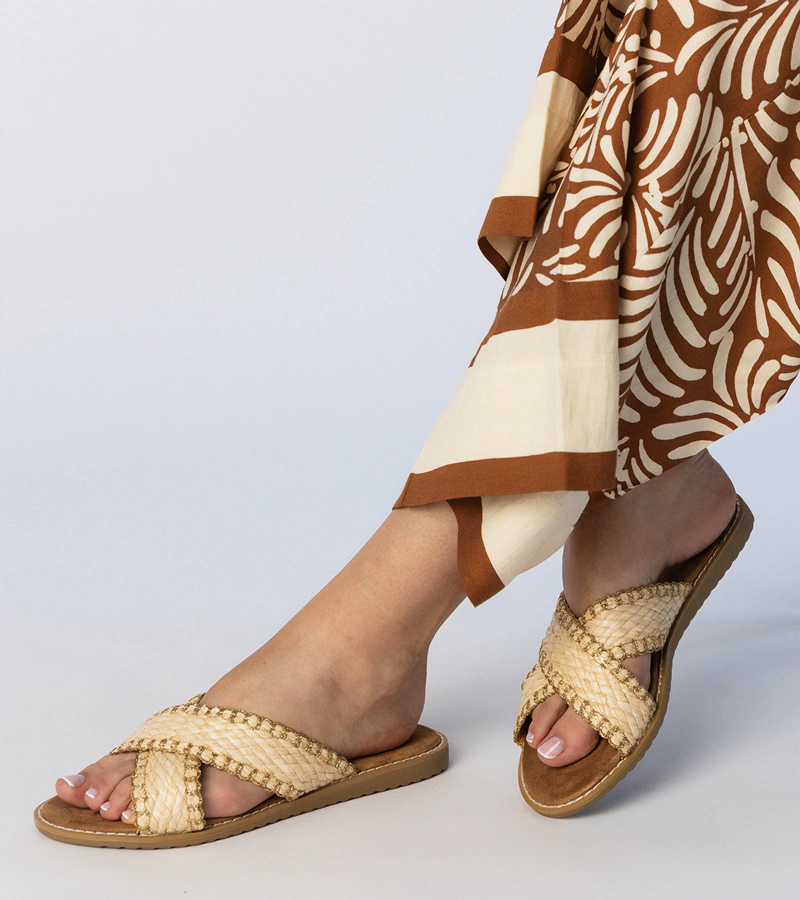 Béžové dámské pletené pantofle Ellinara