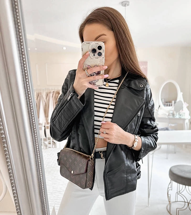 Černá bunda z ekokůže ramones od Laisné