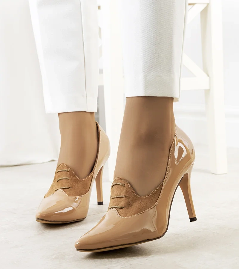 Béžové lodičky na jehlovém podpatku Locaya