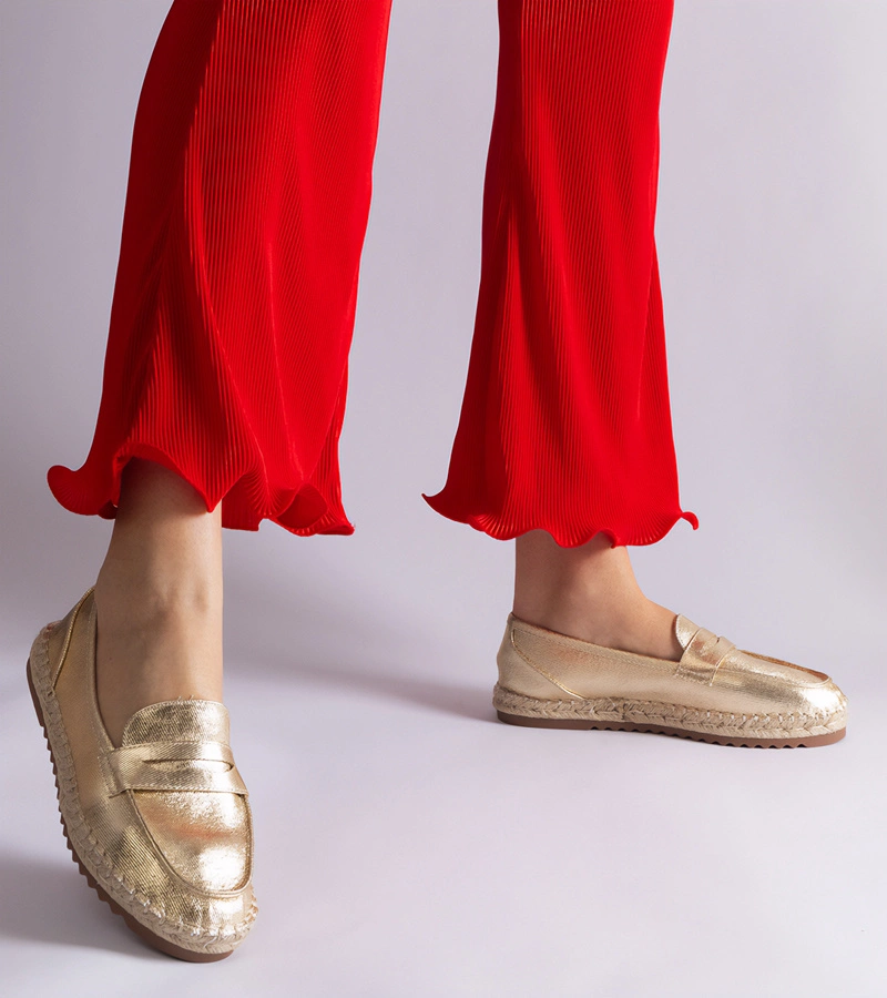 Zlaté nazouvací espadrilky na platformě Venera