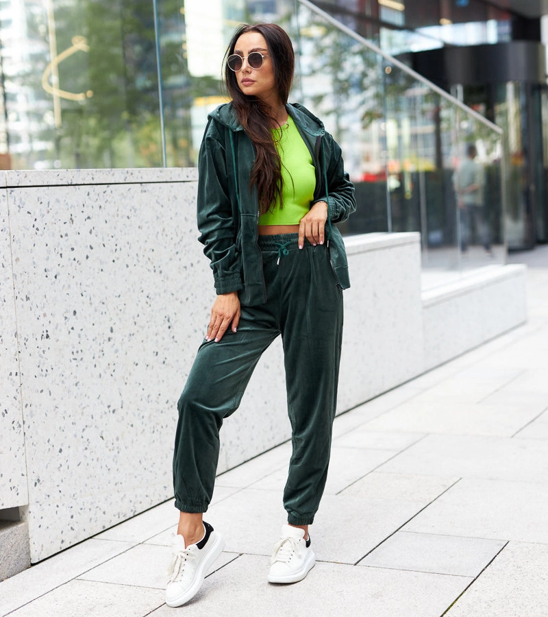 Zelený sametový teplákový komplet Miguel