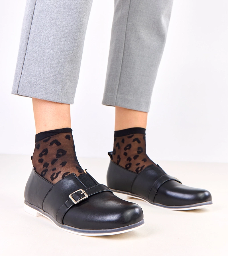 Dámské černé polobotky s koženou stélkou Klensi